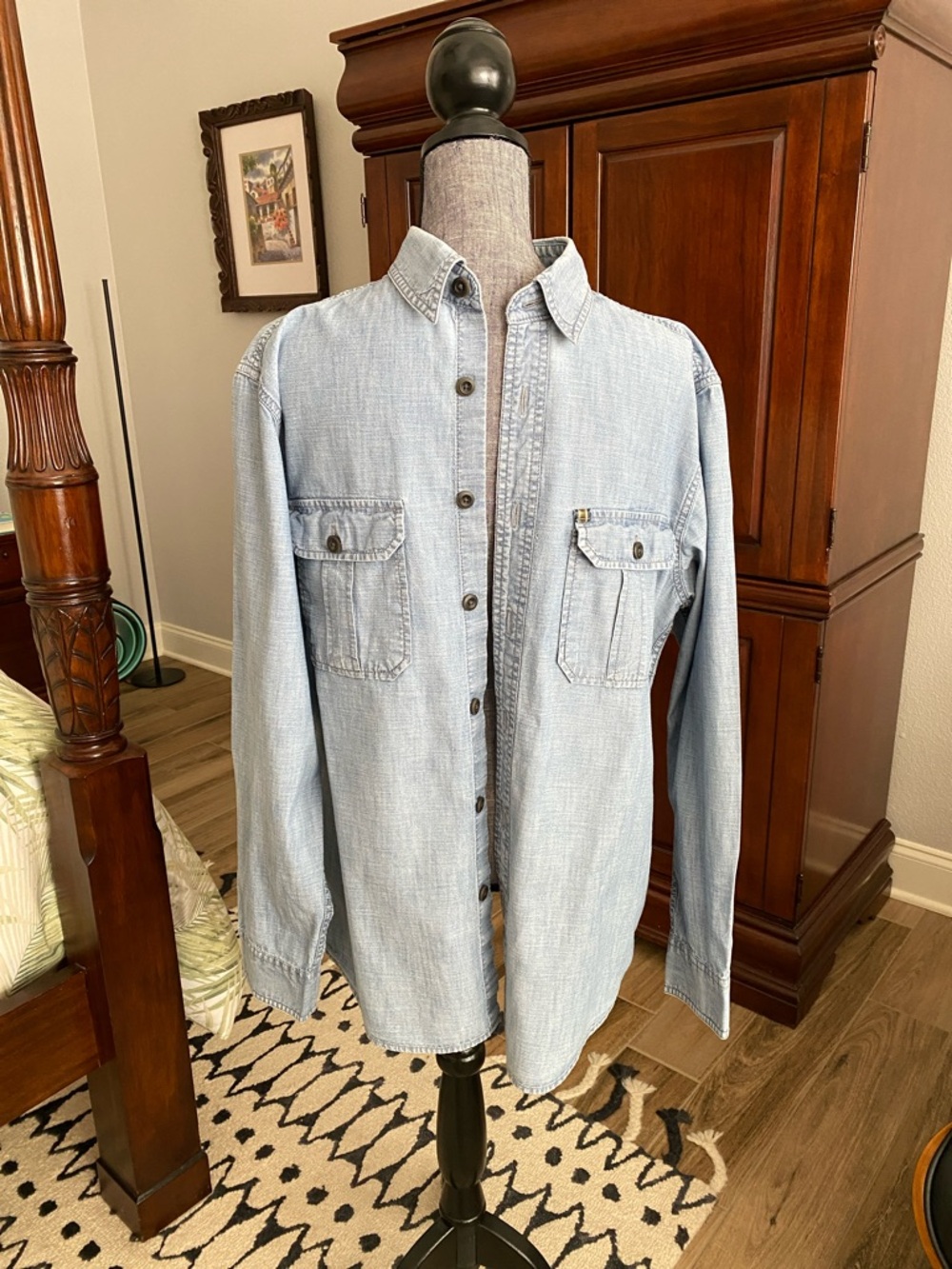 Eddie Bauer Light Denim Button-Up Workshirt